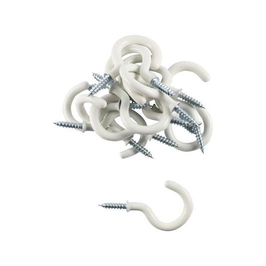 Everhang Cup Hook 21mm White PVC 15 Pack Easy Install Durable