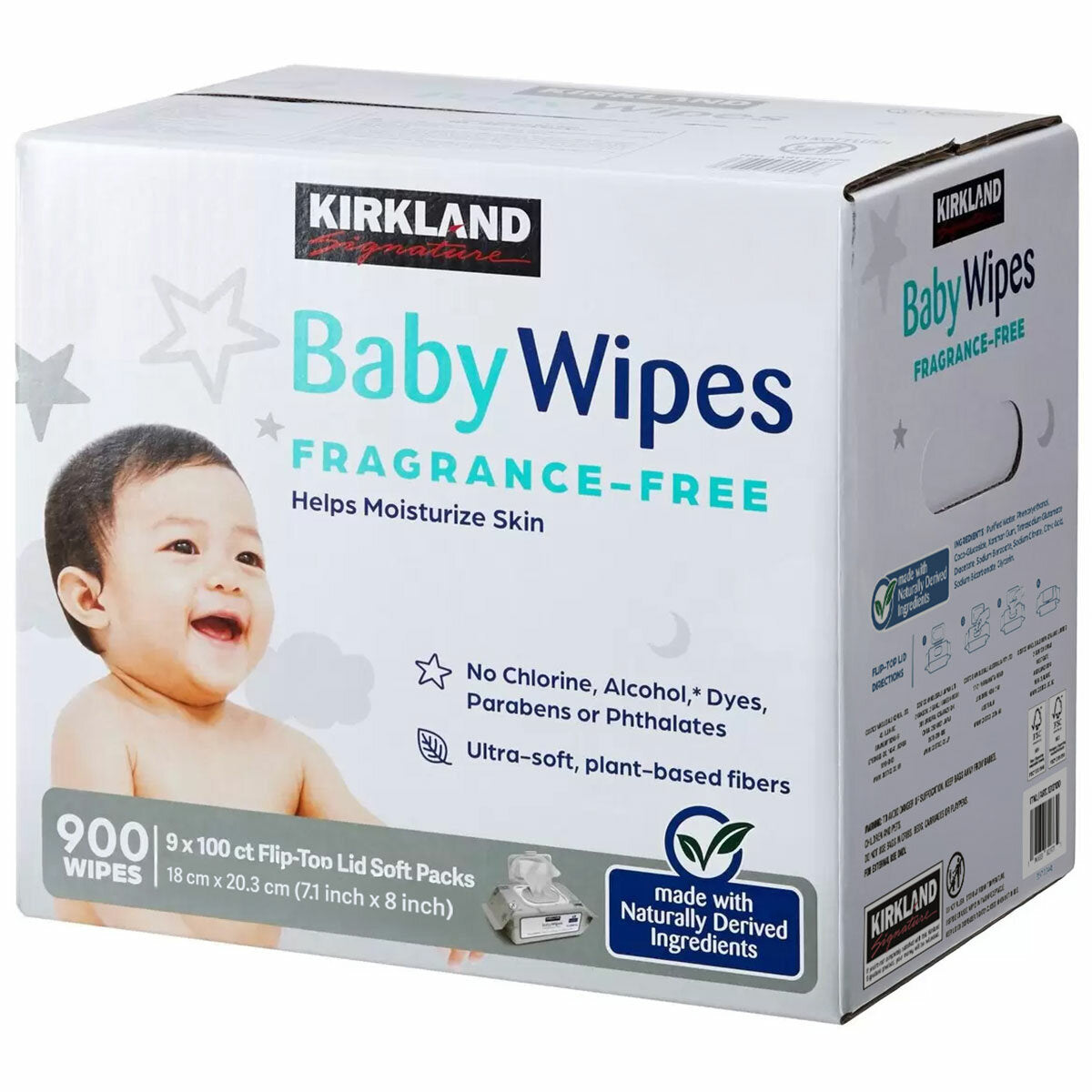 Kirkland Signature Fragrance Free Baby Wipes Gentle White 9 x 100 Pack