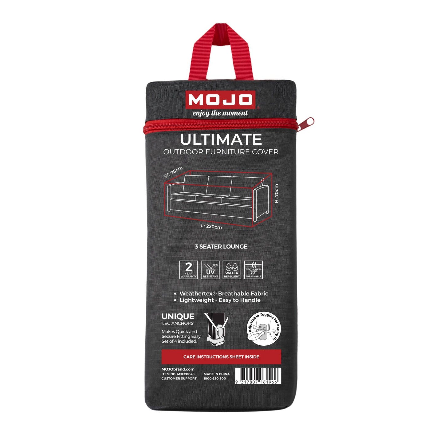 Mojo 3 Seat Lounge Cover - 2200 x 700 x 950mm