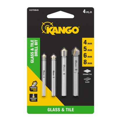 Kango Glass Tile Drill Bit Set - 4,5,6,8mm