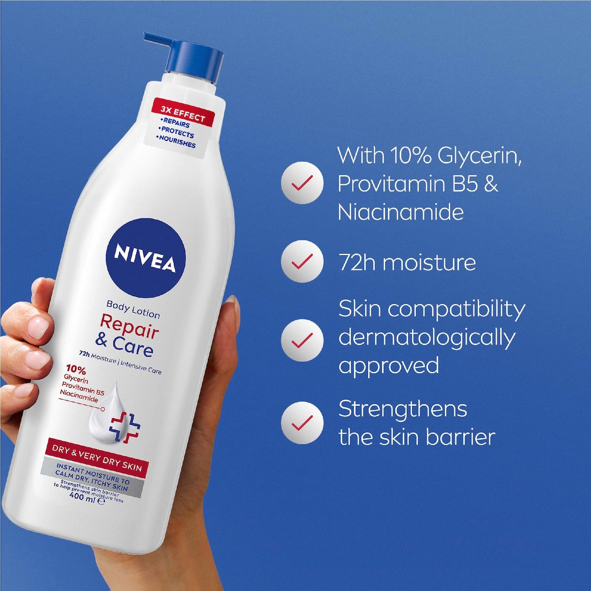 Nivea Repair & Care Body Lotion 72hr 400ml