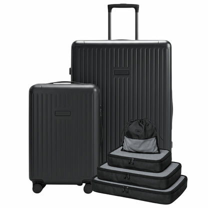 Globite 2-Piece Luggage Set with 4 Packing Cubes Black Polycarbonate