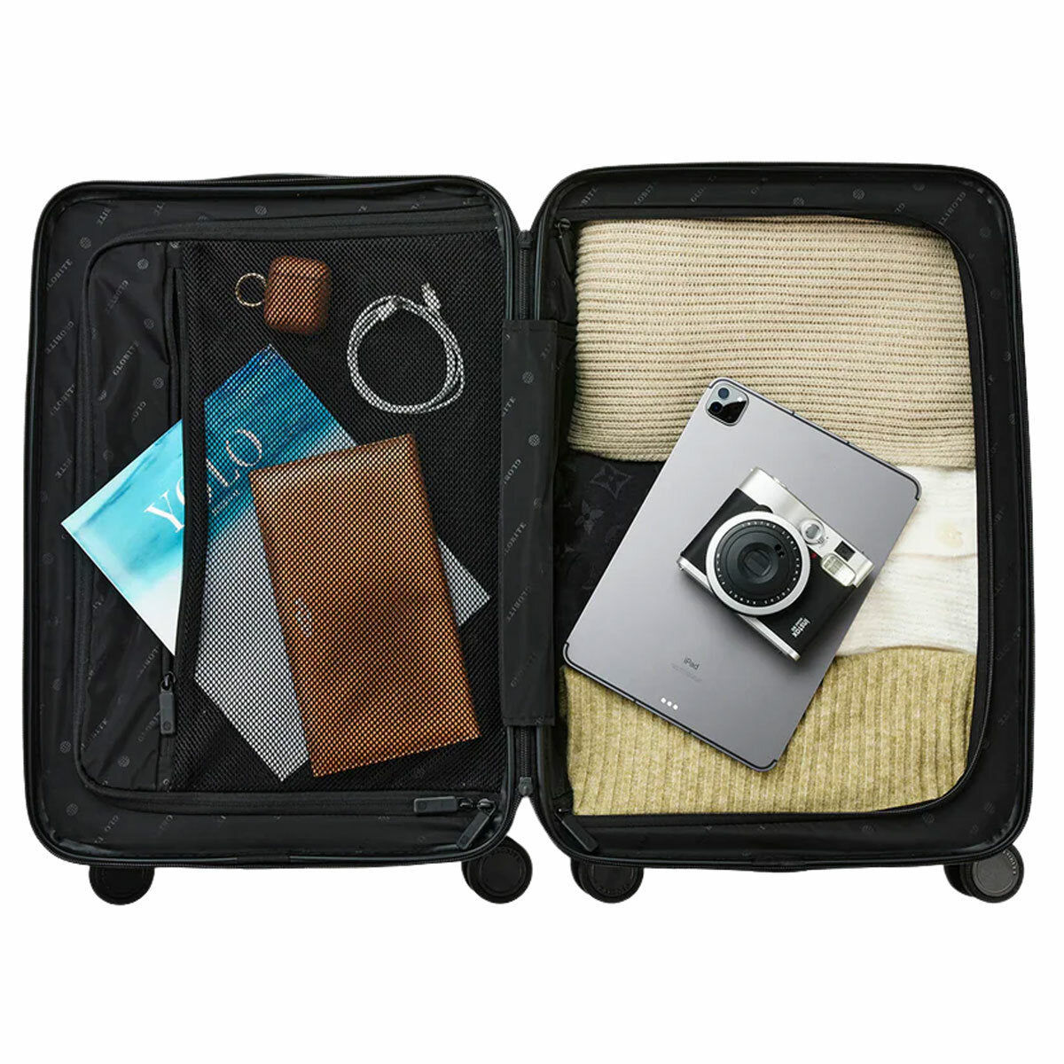 Globite 2-Piece Luggage Set with 4 Packing Cubes Black Polycarbonate