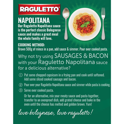 Raguletto Napolitana - Tomato & Garlic Bolognese Pasta Sauce 500g