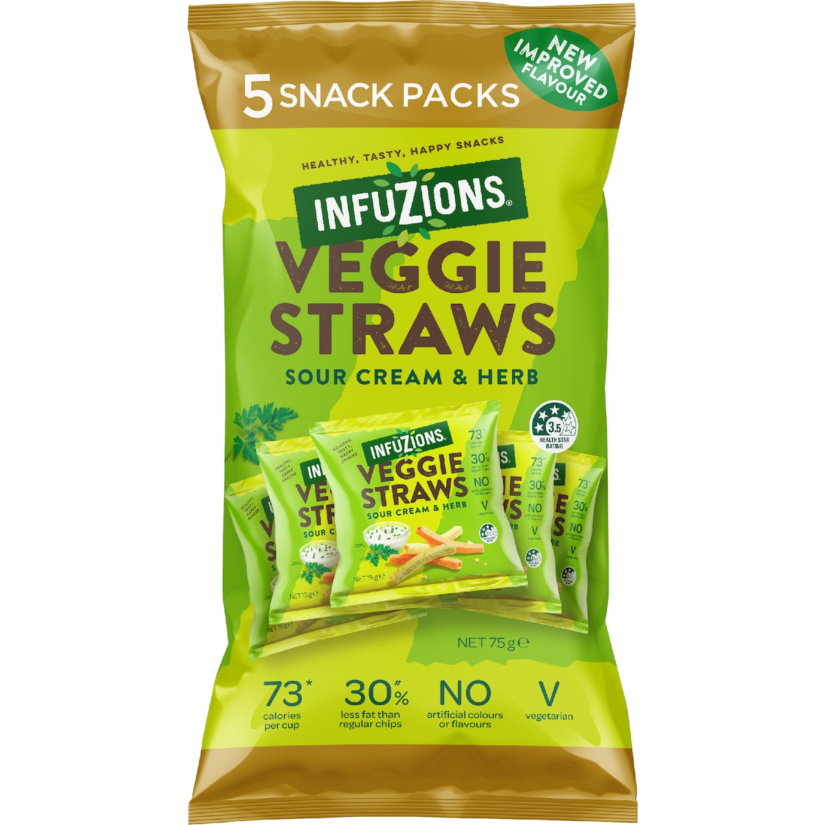 Infuzions Veggie Straws Sour Cream & Herb 5 Pack