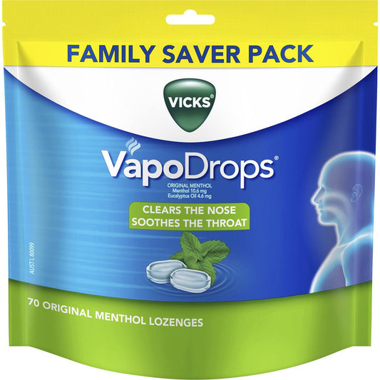 Vicks Vapodrops Original Menthol Lozenges 70 Pack