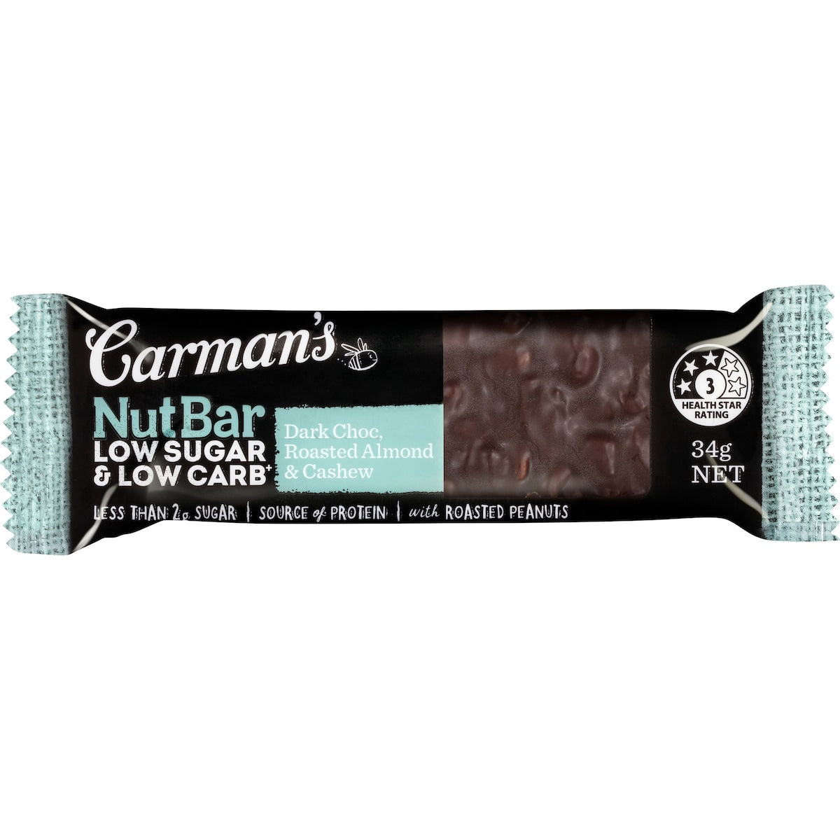 Carmans Low Sugar & Carb Nut Bar Dark Choc 170g