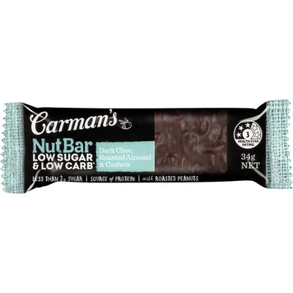 Carmans Low Sugar & Carb Nut Bar Dark Choc 170g