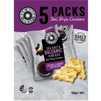 Red Rock Deli Crackers Multipack Of 5 Sea Salt & Balsamic Vinegar 130g