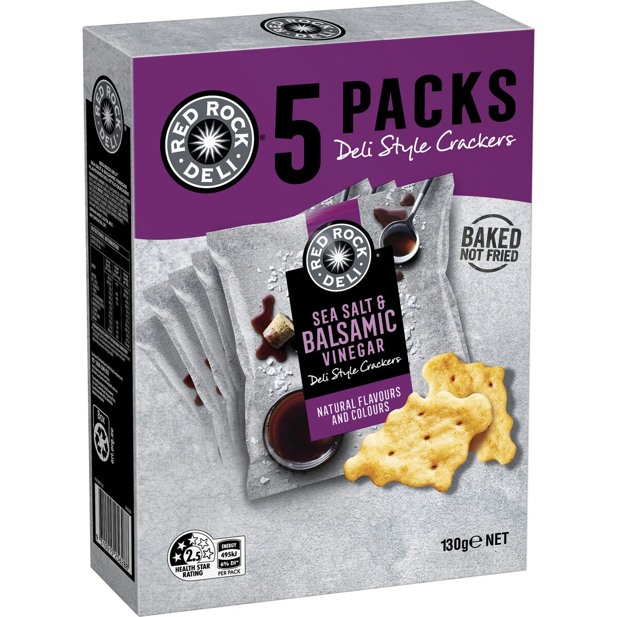 Red Rock Deli Crackers Multipack Of 5 Sea Salt & Balsamic Vinegar 130g