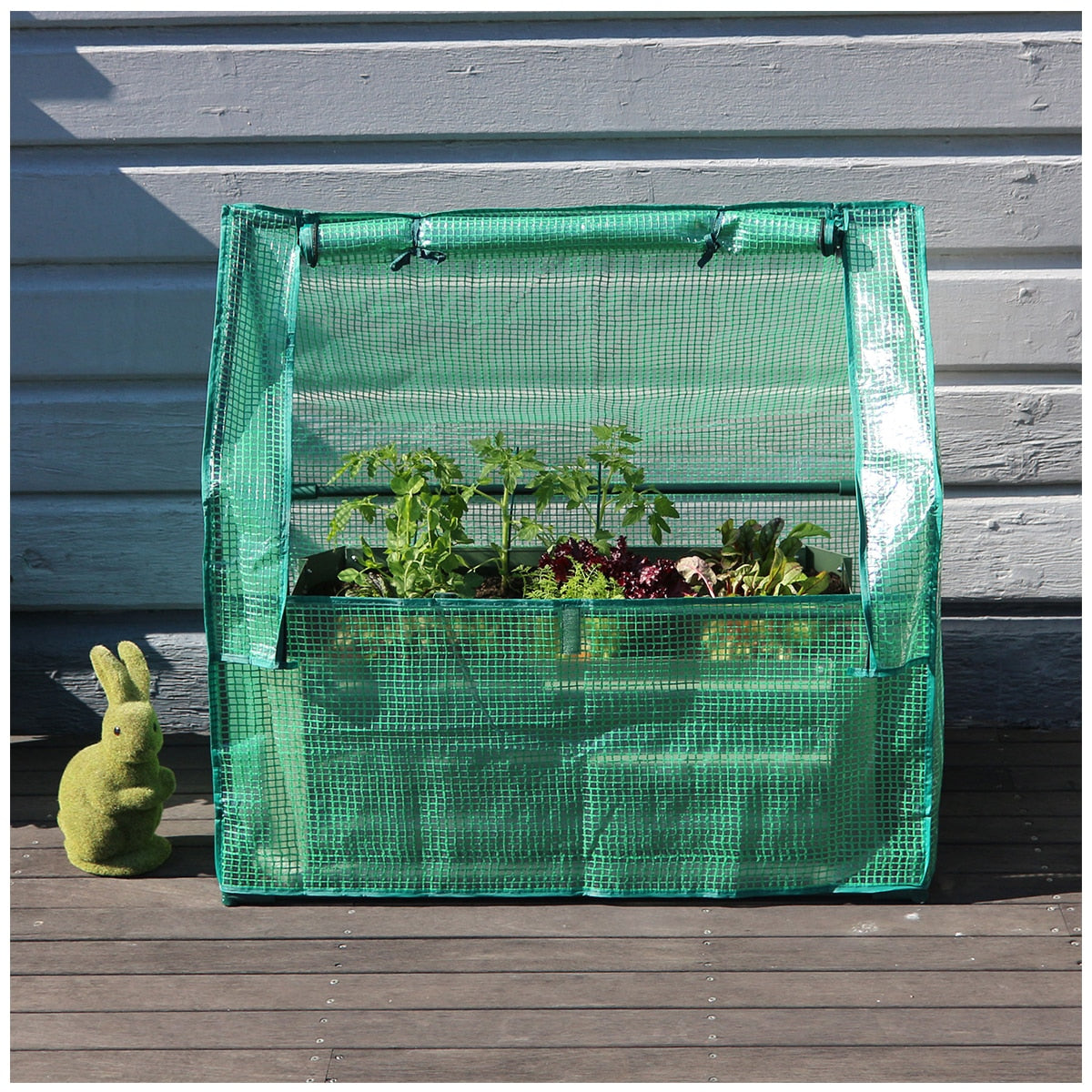 Greenlife Patio Garden Bed With Greenhouse Cover And Base 80 x 50 x 30 cm Charcoal
