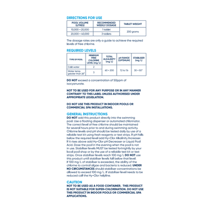 Hy Clor Pool Tablets - 2kg - 200g Tablets - Algae Control