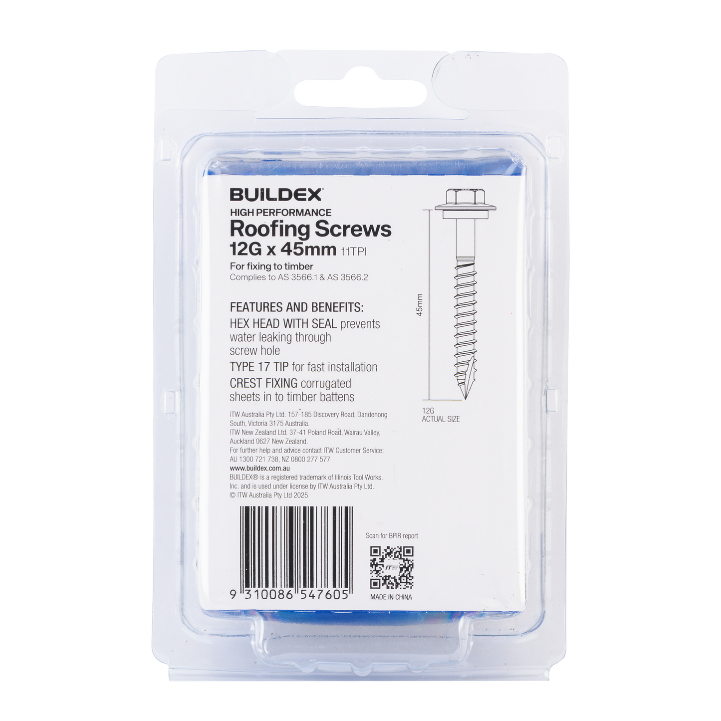 Buildex Cladding Screws - 12g x 45mm - 50 Pack