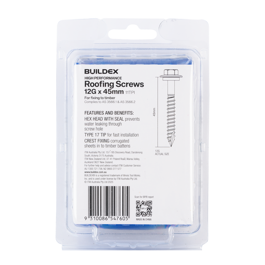 Buildex Cladding Screws - 12g x 45mm - 50 Pack