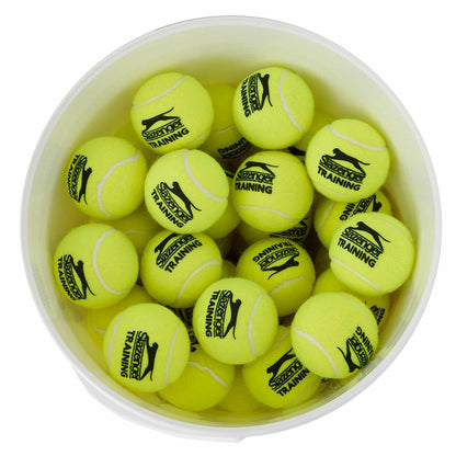 Slazenger Training Tennis Balls Bucket 60 Balls Yellow DWSQ03060