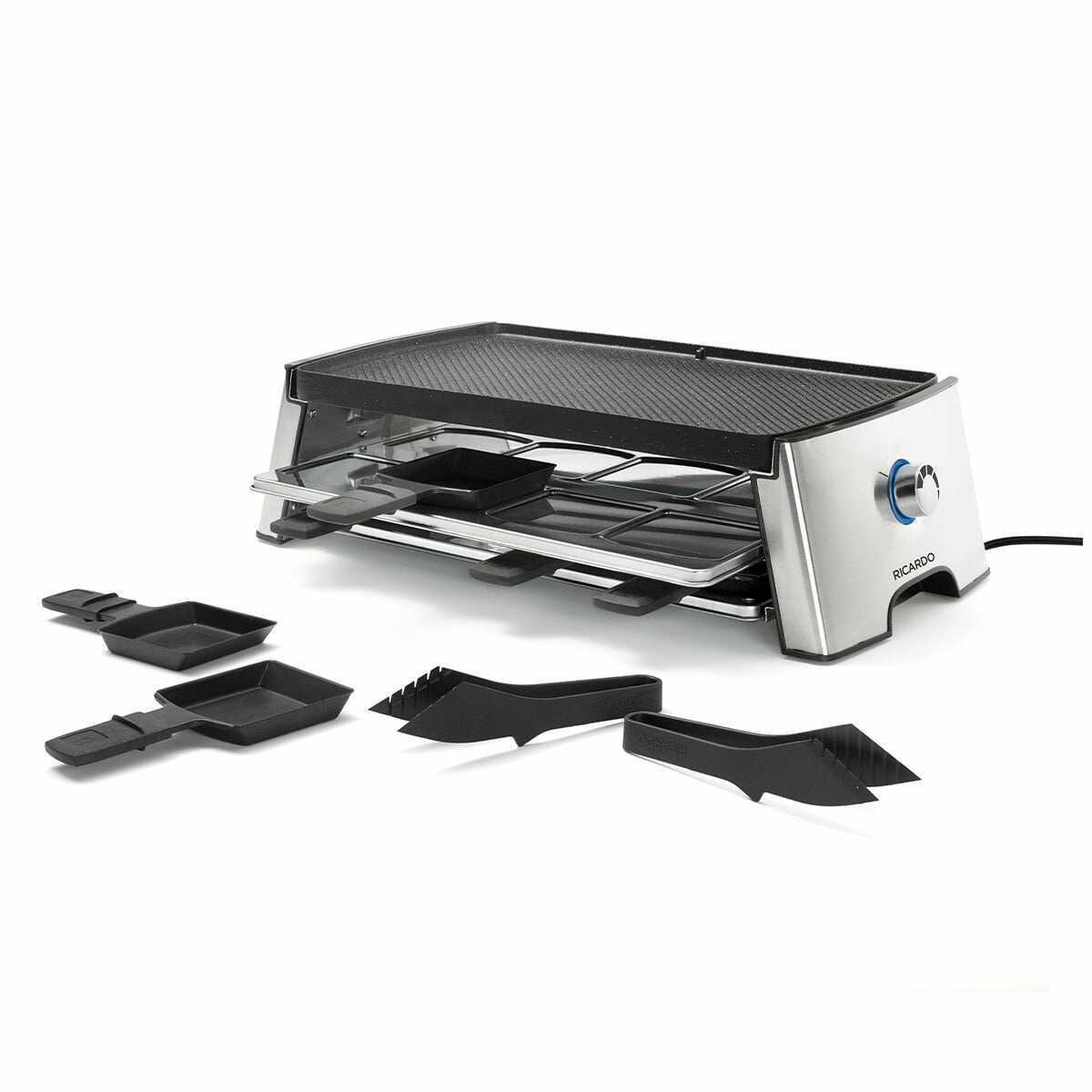 Ricardo the Rock Reversible Raclette Grill 8 Stainless Steel/Black