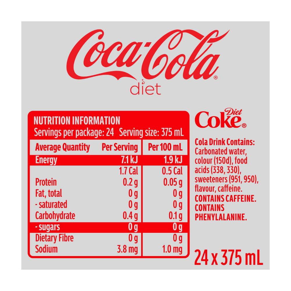 Coca-Cola Diet Coke Soft Drink 24x375ml