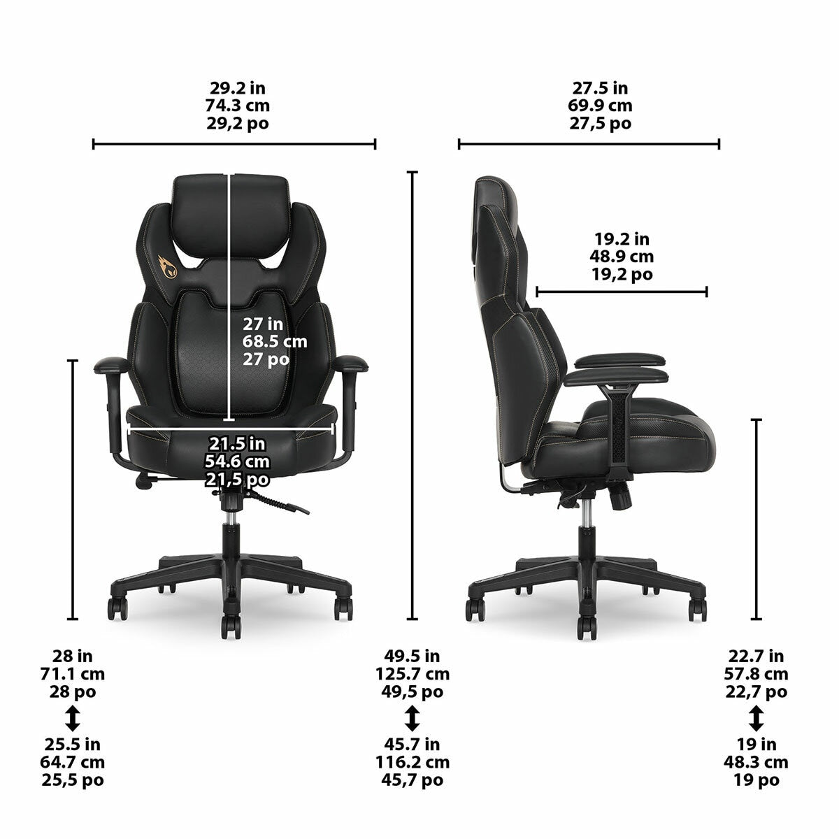 Dps Gaming Chair 3D Insight Synchro 52851-BLKGLD Black Gold