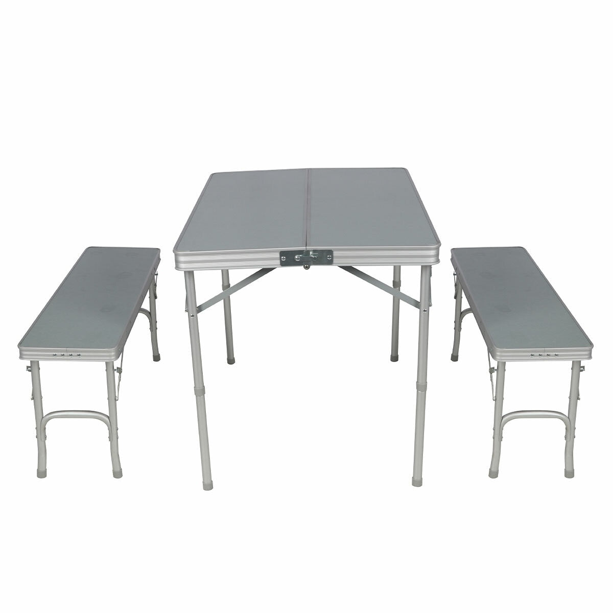 Timber Ridge Folding Table & Bench Combo Aluminium Portable 90cm