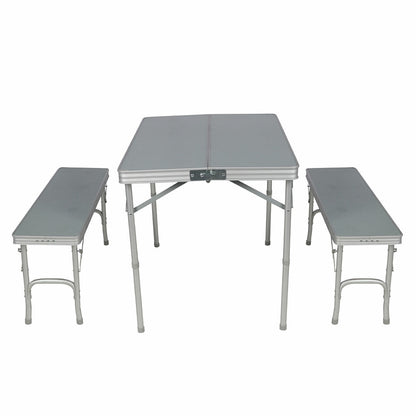 Timber Ridge Folding Table & Bench Combo Aluminium Portable 90cm