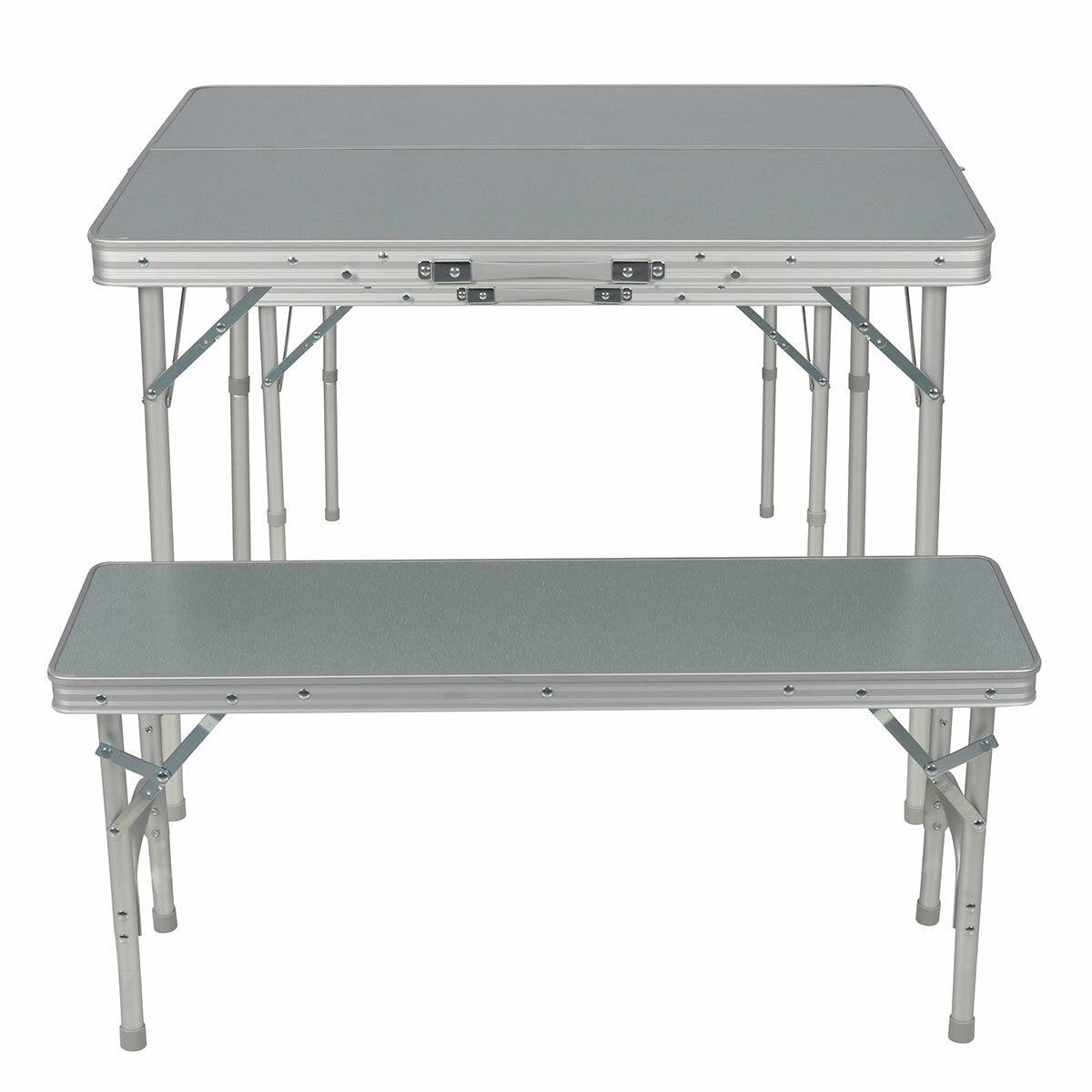 Timber Ridge Folding Table & Bench Combo Aluminium Portable 90cm