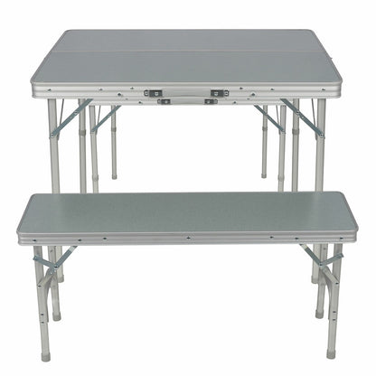 Timber Ridge Folding Table & Bench Combo Aluminium Portable 90cm