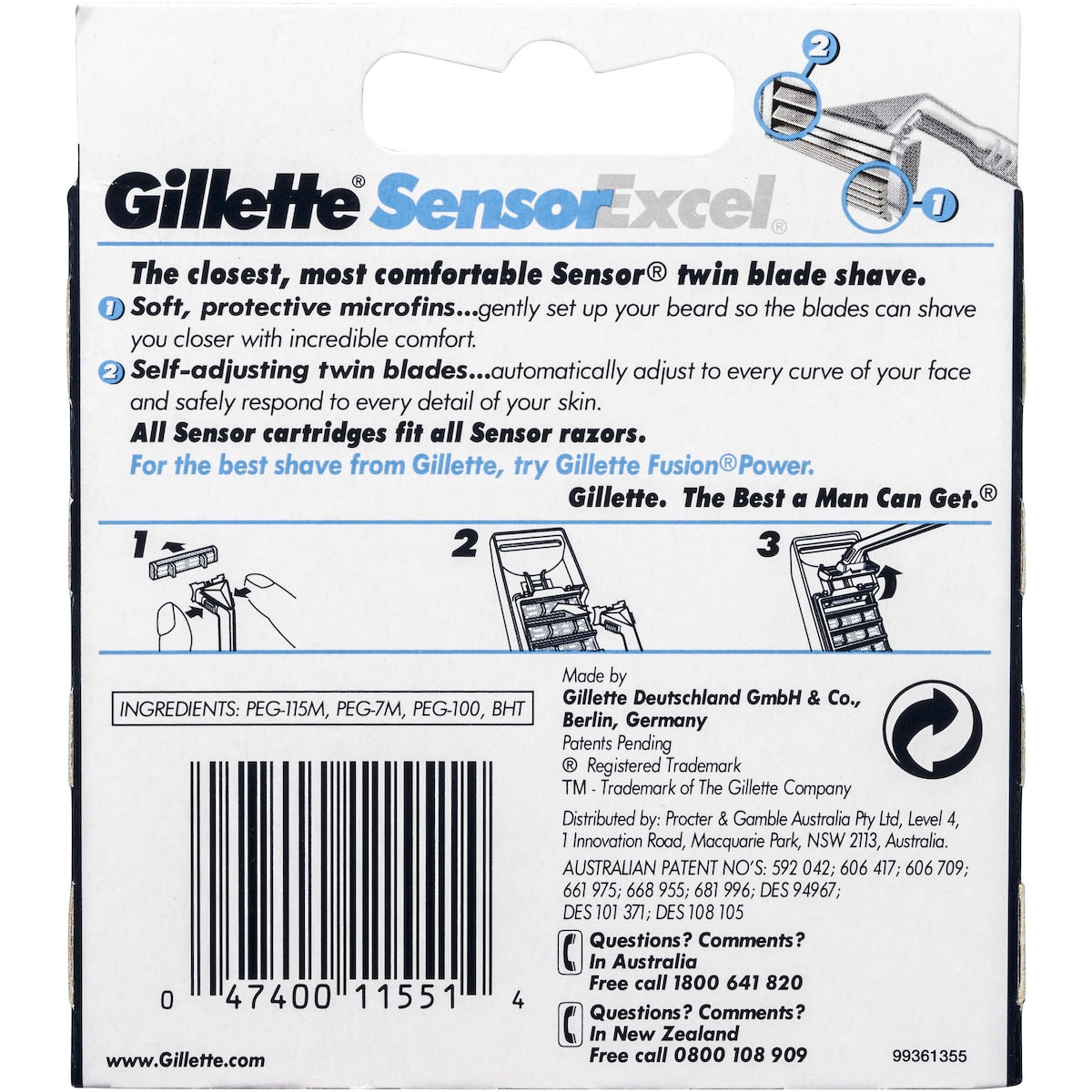 Gillette Sensor Excel Shaving Razor Blade Refill 10 Pack