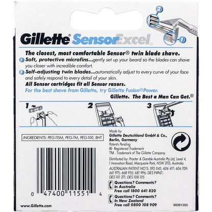 Gillette Sensor Excel Shaving Razor Blade Refill 10 Pack