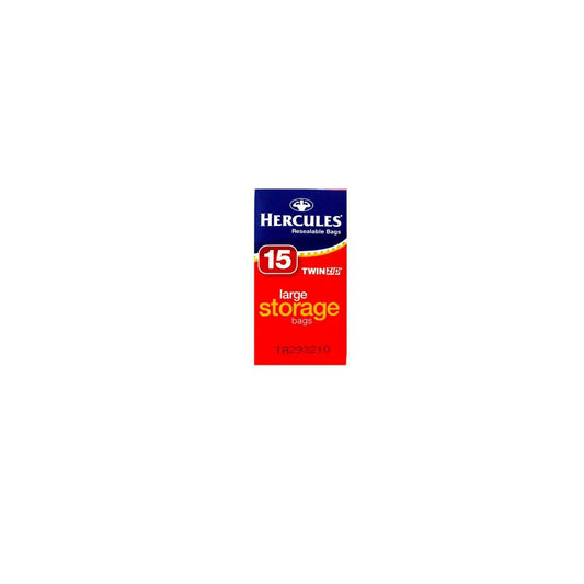 Hercules Twinzip Resealable Large Storage Bags - 15 pack
