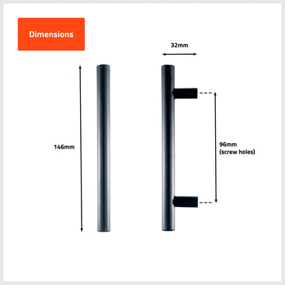 Taskmaster Black Matte Hollow T Handle - 96mm - 4 Pack