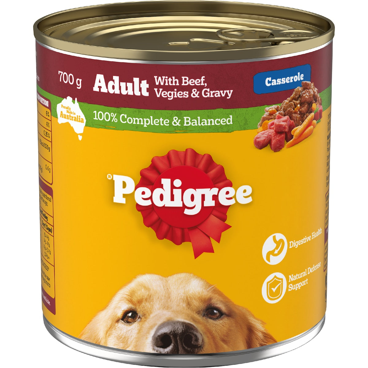 Pedigree Adult Wet Dog Food With Beef Vegies & Gravy Casserole Can 700g
