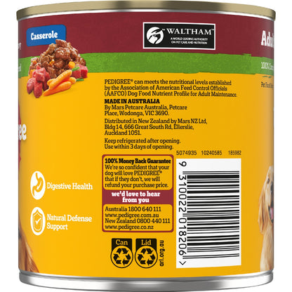 Pedigree Adult Wet Dog Food With Beef Vegies & Gravy Casserole Can 700g