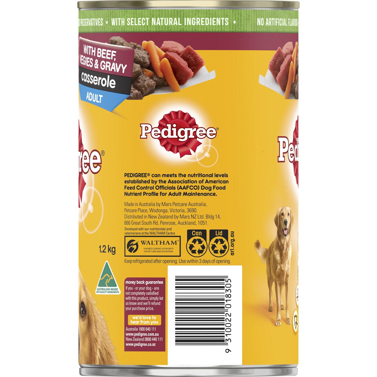 Pedigree Adult Wet Dog Food with Beef, Vegies & Gravy Casserole Can 1.2kg