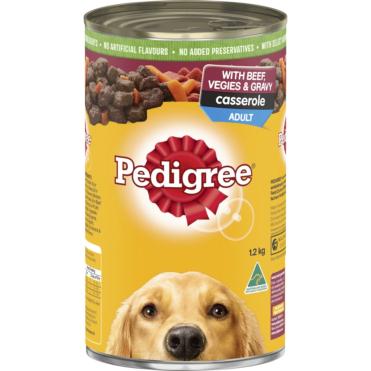 Pedigree Adult Wet Dog Food with Beef, Vegies & Gravy Casserole Can 1.2kg