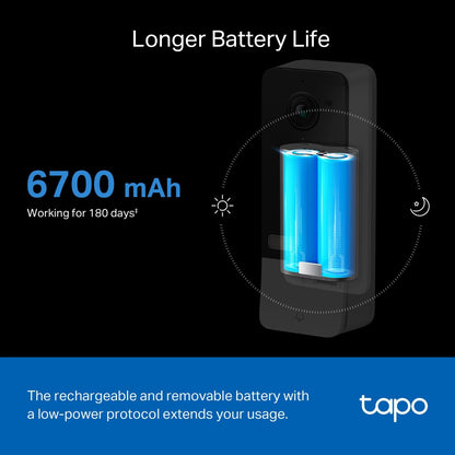 TP-Link Tapo 5MP Smart Battery Video Doorbell - 2K