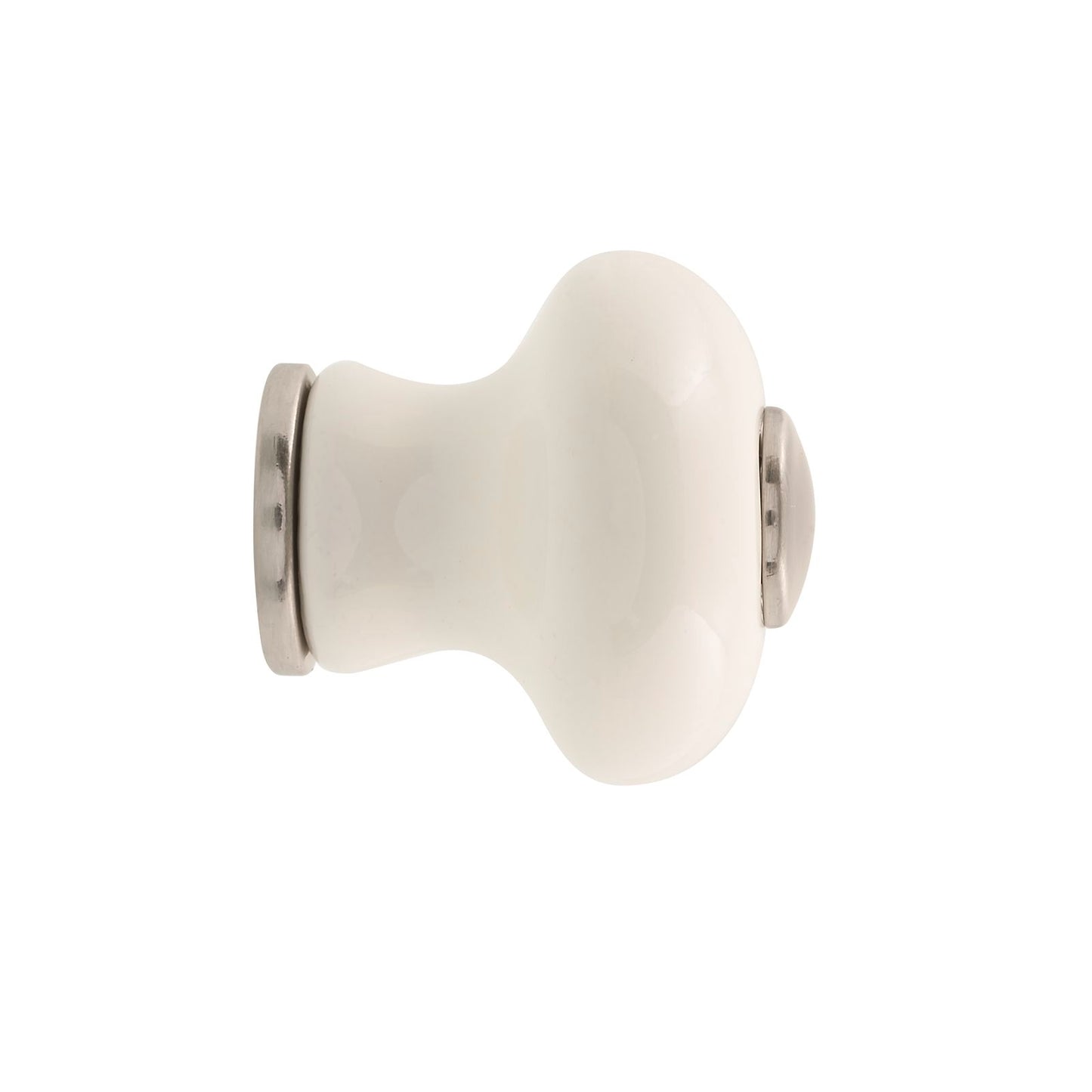Prestige Knob - 30mm - White Ceramic - Brushed Nickel - 6 Pack