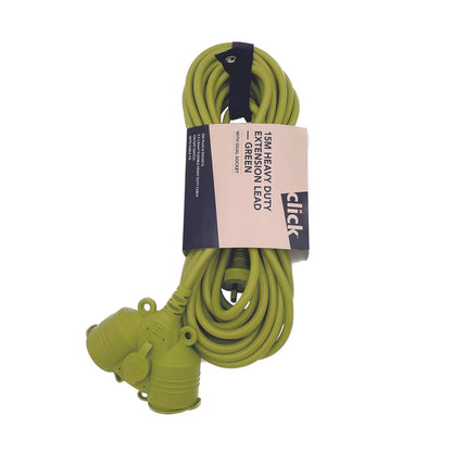 Click Green Heavy Duty Extension Lead - Dual Socket - 15m