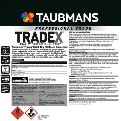 Taubmans White Oil Based Tradex Interior Quick Dry Undercoat - 4L
