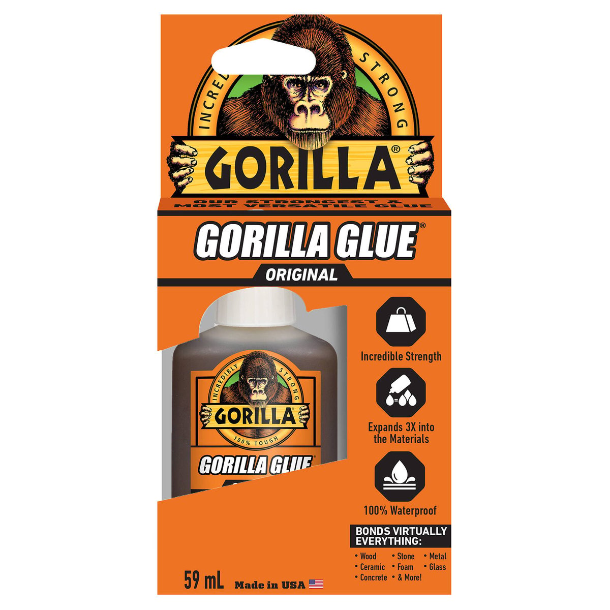 Gorilla 59ml Glue Bottle - Waterproof - Strong Adhesive - Versatile Use