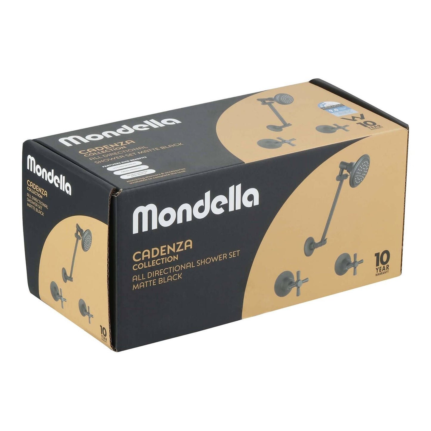 Mondella Cadenza Matte Black 1/2 Turn All Directional Shower Set