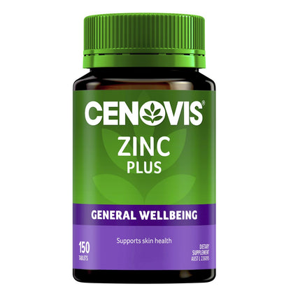 Cenovis Zinc Plus Tablets For General Wellbeing + Skin Health 150 pack