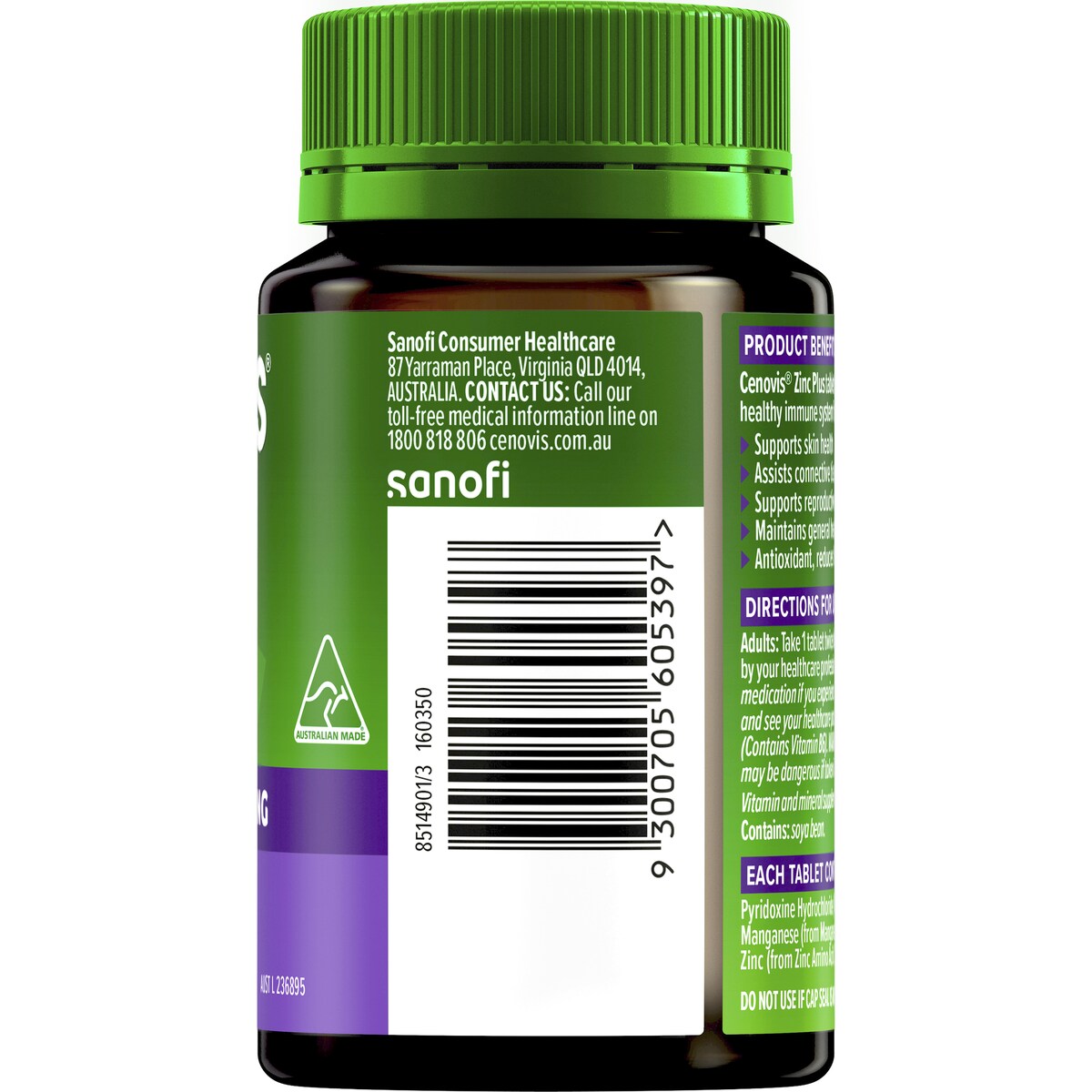 Cenovis Zinc Plus Tablets For General Wellbeing + Skin Health 150 pack