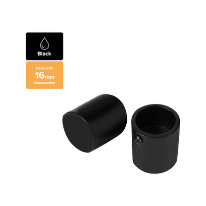 Pillar Black Curtain Rod Finial - 16mm - 2 Pack