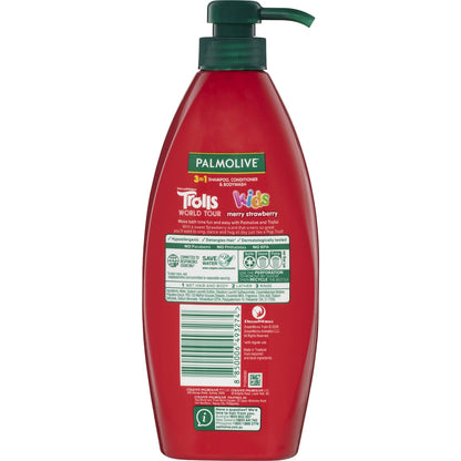 Palmolive Kids 3 In 1 Strawberry Shampoo Conditioner & Body Wash Trolls 700ml