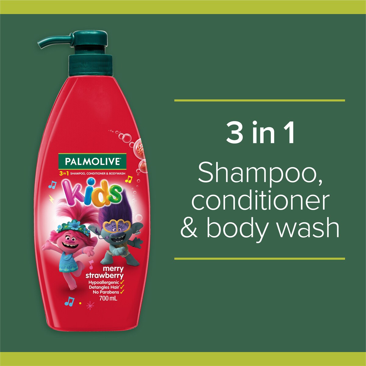 Palmolive Kids 3 In 1 Strawberry Trolls 700ml