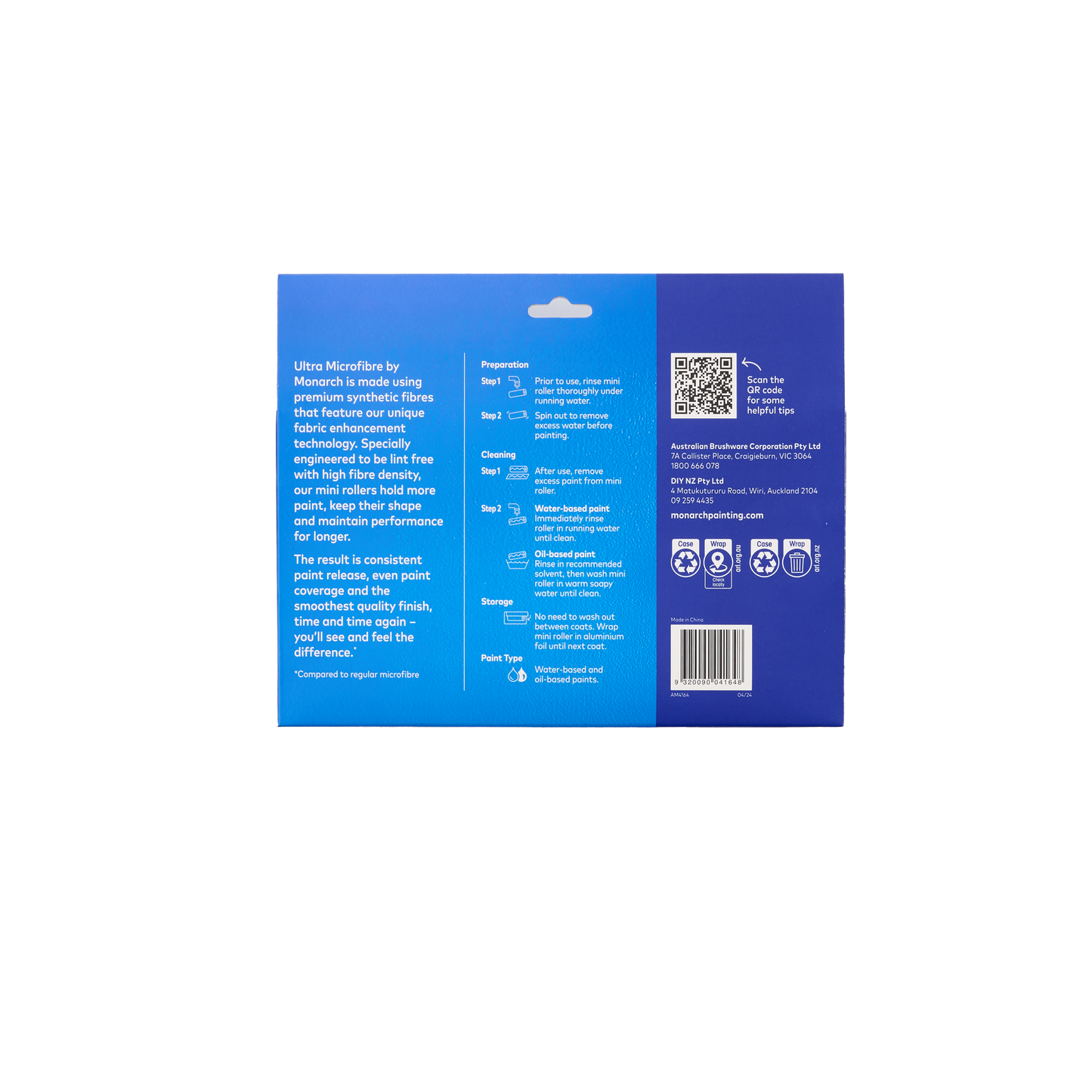 Monarch Mini Rollers Blue 160mm/10mm Nap 5 Pack