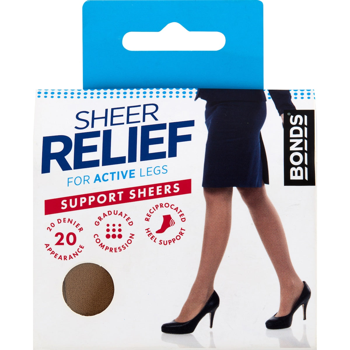 Bonds Sheer Relief Pantyhose Control Support Beige Extra Tall Each
