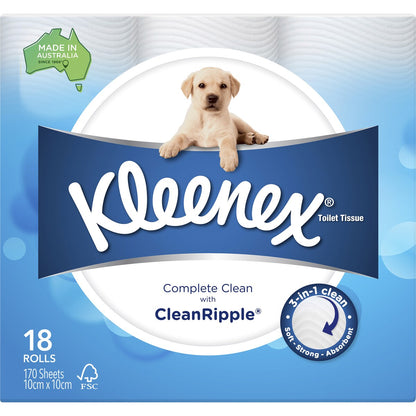 Kleenex Cleanripple Toilet Tissue White 18 Pack