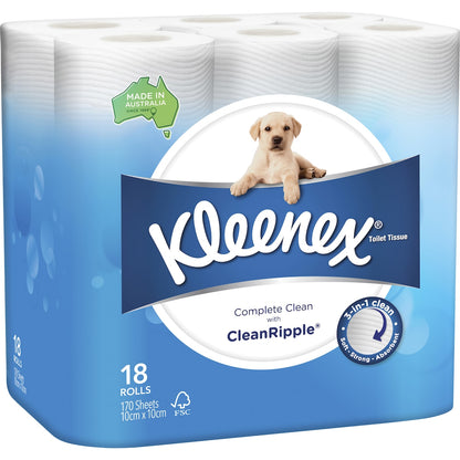 Kleenex Cleanripple Toilet Tissue White 18 Pack