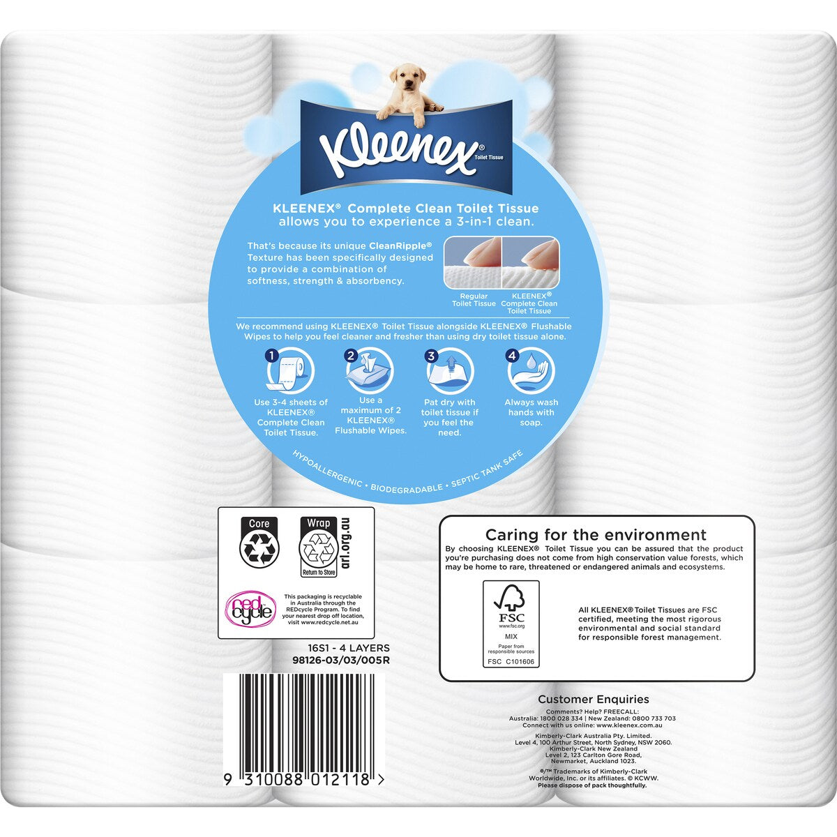Kleenex Cleanripple Toilet Tissue White 18 Pack
